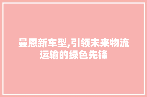 曼恩新车型,引领未来物流运输的绿色先锋
