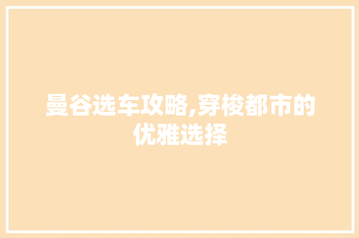 曼谷选车攻略,穿梭都市的优雅选择