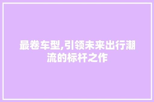最卷车型,引领未来出行潮流的标杆之作