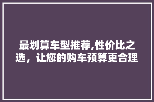 最划算车型推荐,性价比之选，让您的购车预算更合理