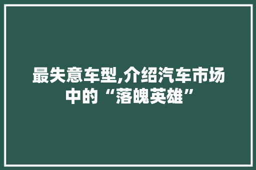 最失意车型,介绍汽车市场中的“落魄英雄”