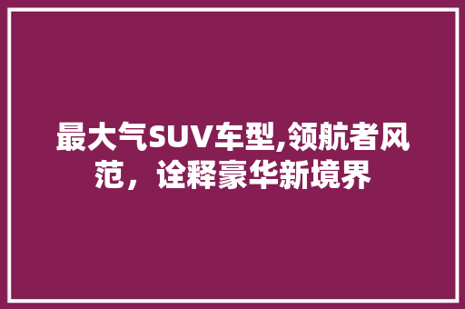 最大气SUV车型,领航者风范，诠释豪华新境界