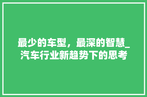 最少的车型，最深的智慧_汽车行业新趋势下的思考