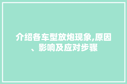 介绍各车型放炮现象,原因、影响及应对步骤