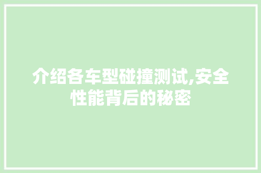 介绍各车型碰撞测试,安全性能背后的秘密