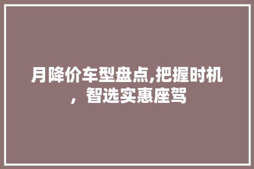 月降价车型盘点,把握时机，智选实惠座驾