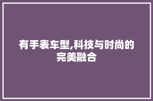 有手表车型,科技与时尚的完美融合