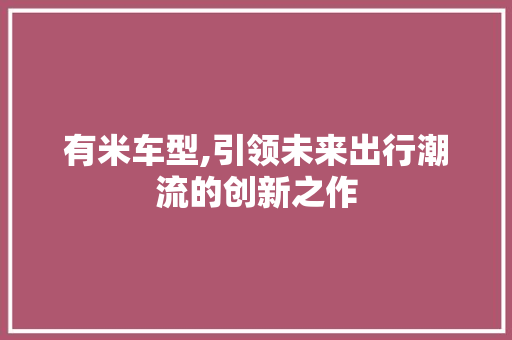 有米车型,引领未来出行潮流的创新之作