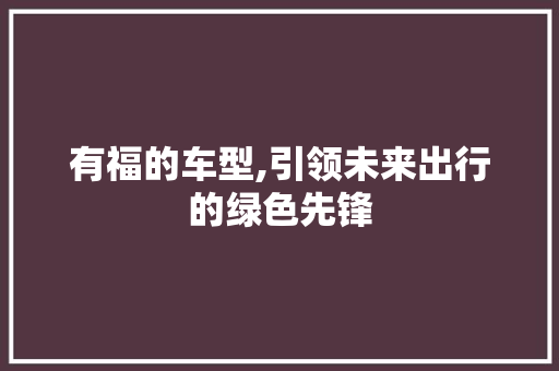 有福的车型,引领未来出行的绿色先锋