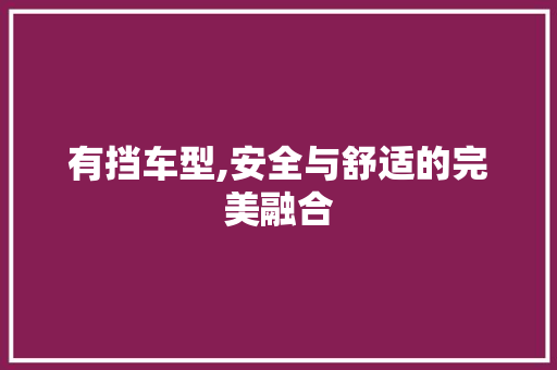 有挡车型,安全与舒适的完美融合
