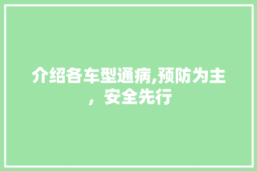 介绍各车型通病,预防为主，安全先行