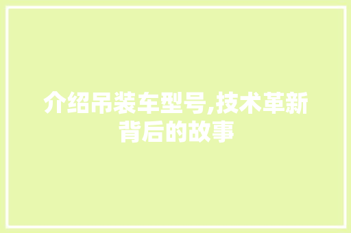 介绍吊装车型号,技术革新背后的故事