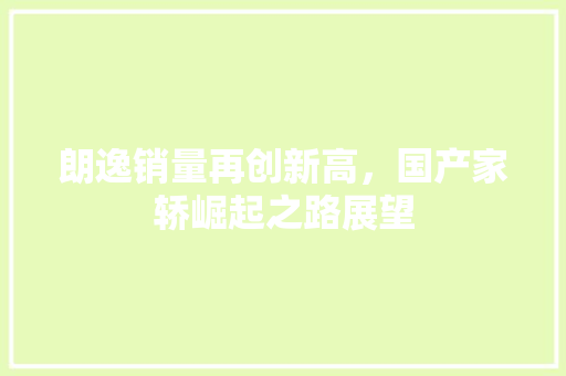 朗逸销量再创新高，国产家轿崛起之路展望