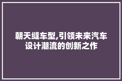 朝天缝车型,引领未来汽车设计潮流的创新之作