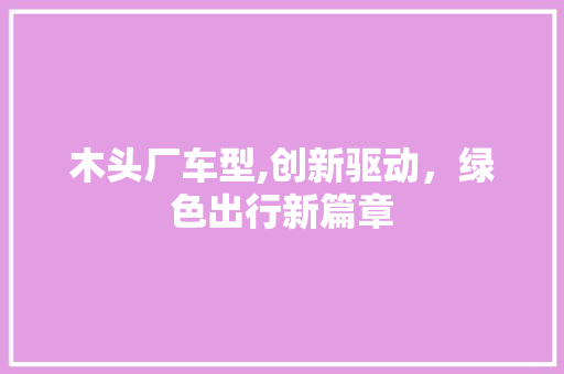 木头厂车型,创新驱动，绿色出行新篇章