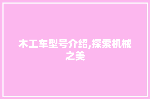 木工车型号介绍,探索机械之美