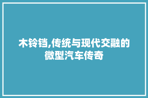 木铃铛,传统与现代交融的微型汽车传奇