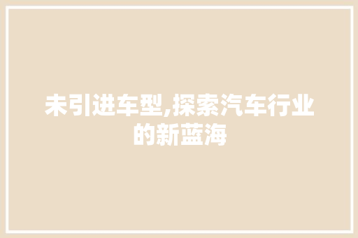 未引进车型,探索汽车行业的新蓝海