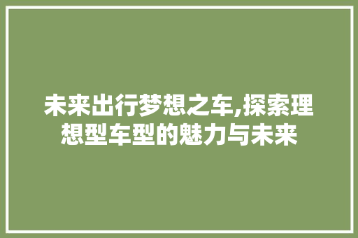 未来出行梦想之车,探索理想型车型的魅力与未来