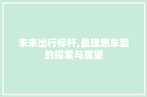 未来出行标杆,最理想车型的探索与展望