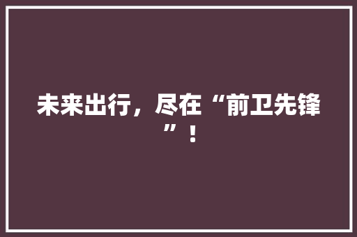 未来出行，尽在“前卫先锋”！
