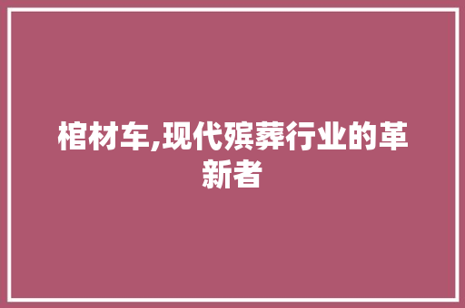 棺材车,现代殡葬行业的革新者