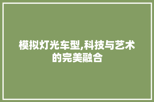 模拟灯光车型,科技与艺术的完美融合