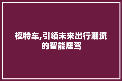 模特车,引领未来出行潮流的智能座驾