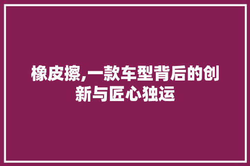 橡皮擦,一款车型背后的创新与匠心独运