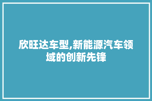 欣旺达车型,新能源汽车领域的创新先锋