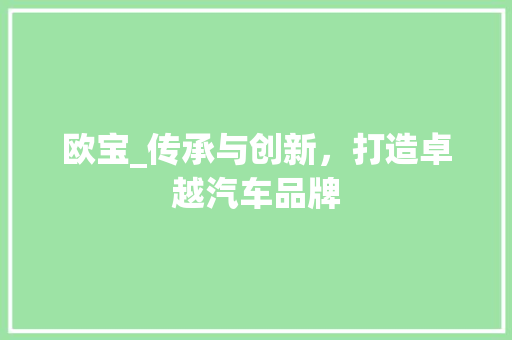 欧宝_传承与创新，打造卓越汽车品牌
