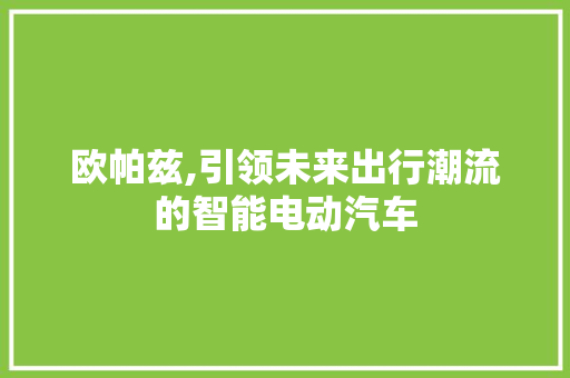 欧帕兹,引领未来出行潮流的智能电动汽车