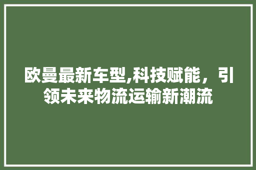 欧曼最新车型,科技赋能，引领未来物流运输新潮流