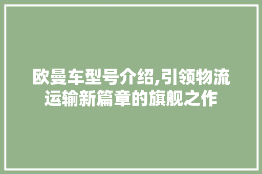 欧曼车型号介绍,引领物流运输新篇章的旗舰之作 汽车配件