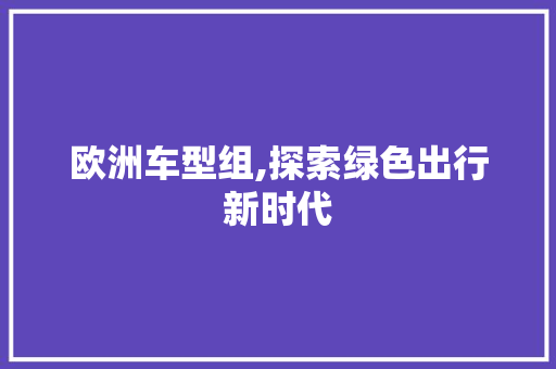 欧洲车型组,探索绿色出行新时代