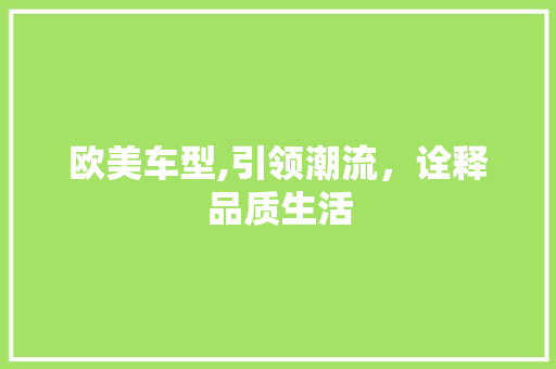 欧美车型,引领潮流，诠释品质生活