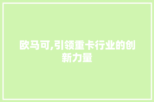 欧马可,引领重卡行业的创新力量