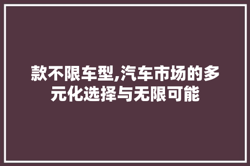款不限车型,汽车市场的多元化选择与无限可能