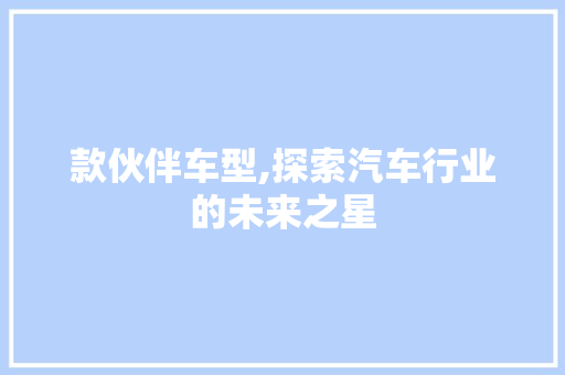 款伙伴车型,探索汽车行业的未来之星