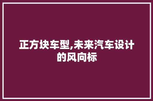 正方块车型,未来汽车设计的风向标