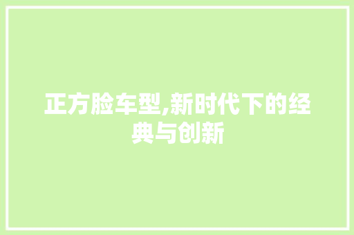 正方脸车型,新时代下的经典与创新