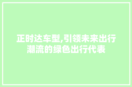 正时达车型,引领未来出行潮流的绿色出行代表