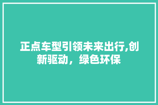 正点车型引领未来出行,创新驱动，绿色环保