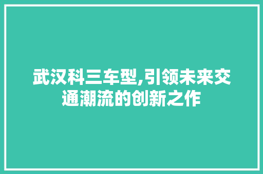 武汉科三车型,引领未来交通潮流的创新之作