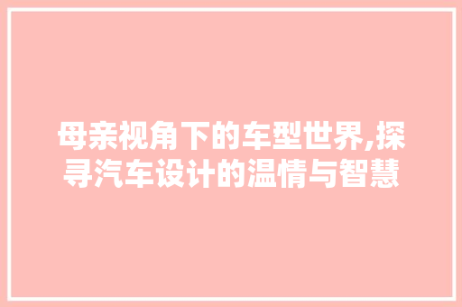 母亲视角下的车型世界,探寻汽车设计的温情与智慧