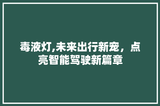 毒液灯,未来出行新宠，点亮智能驾驶新篇章