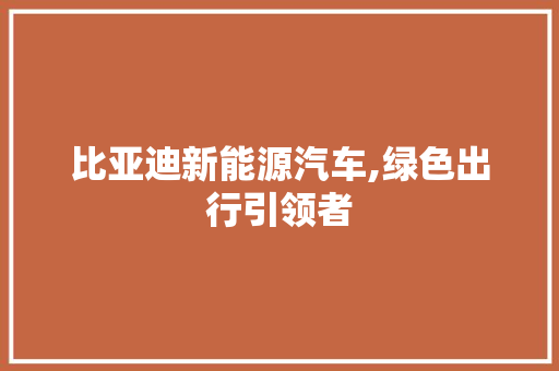 比亚迪新能源汽车,绿色出行引领者