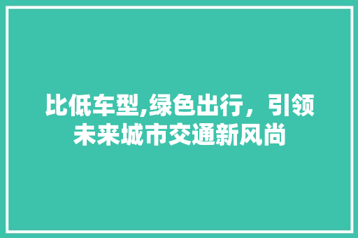 比低车型,绿色出行，引领未来城市交通新风尚