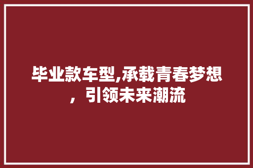 毕业款车型,承载青春梦想，引领未来潮流