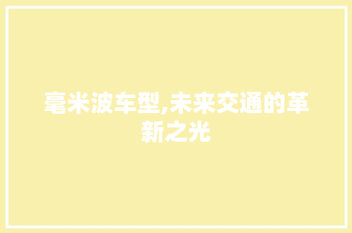毫米波车型,未来交通的革新之光 车灯配件